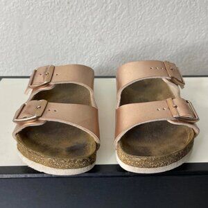 Birkenstock Arizona Metallic Copper Rose Gold Slide Sandals Girls 30 EU/12 US
